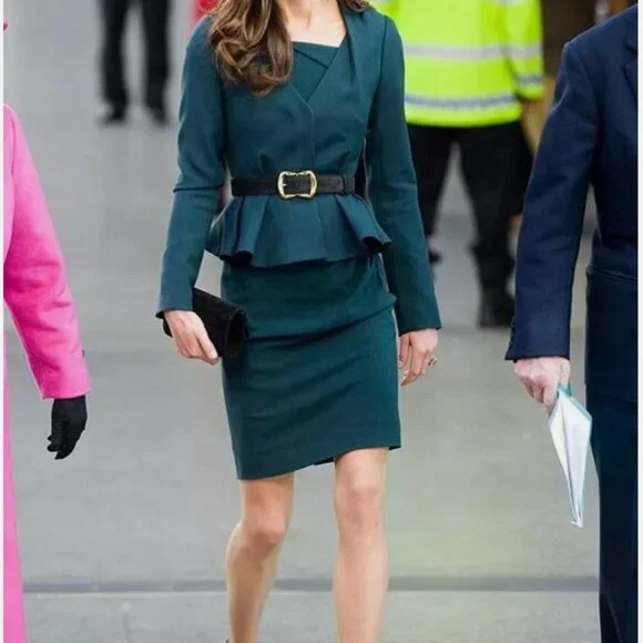 RARE LK Bennett Dark Green Jude Jacket and  Matching Davina Dress - Size 8 - Picture 5 of 8